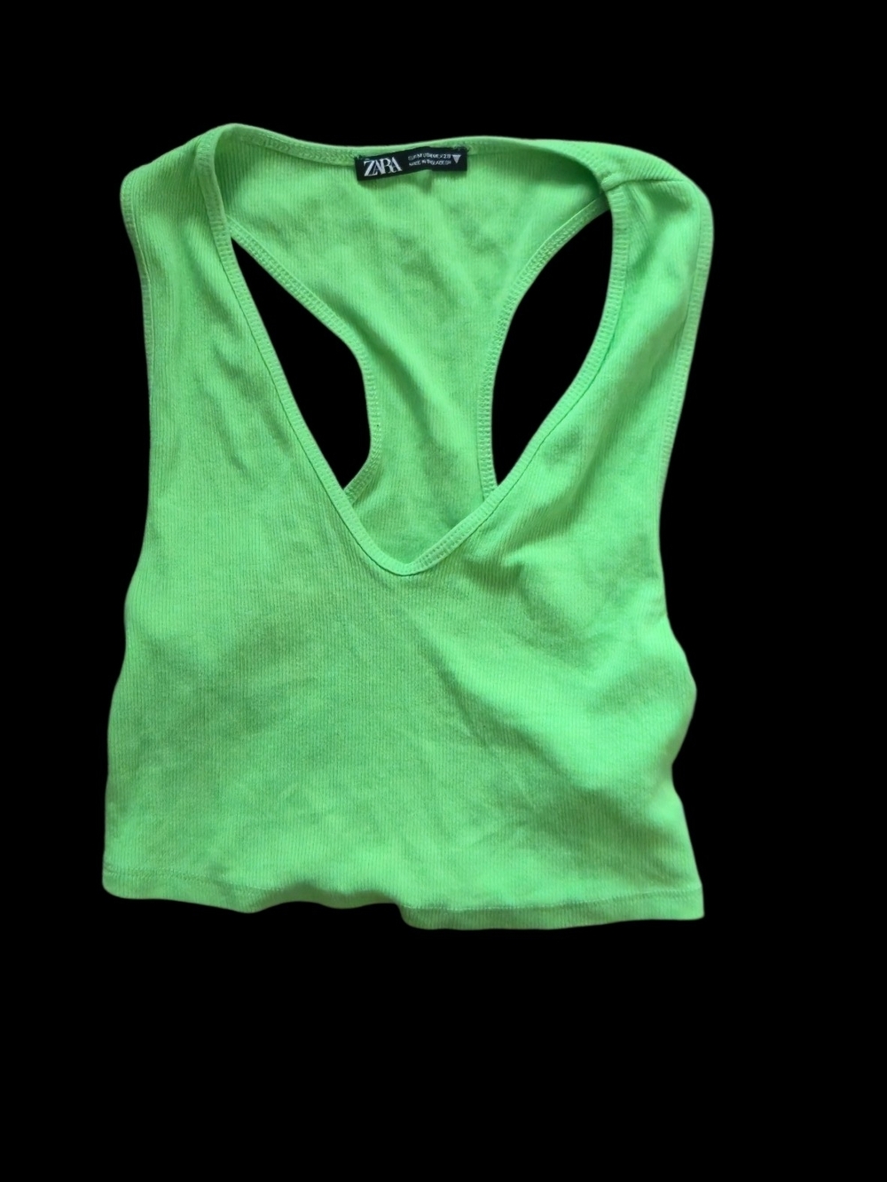 Zara Bright Lime Green Ribbed Racerback Tank Top